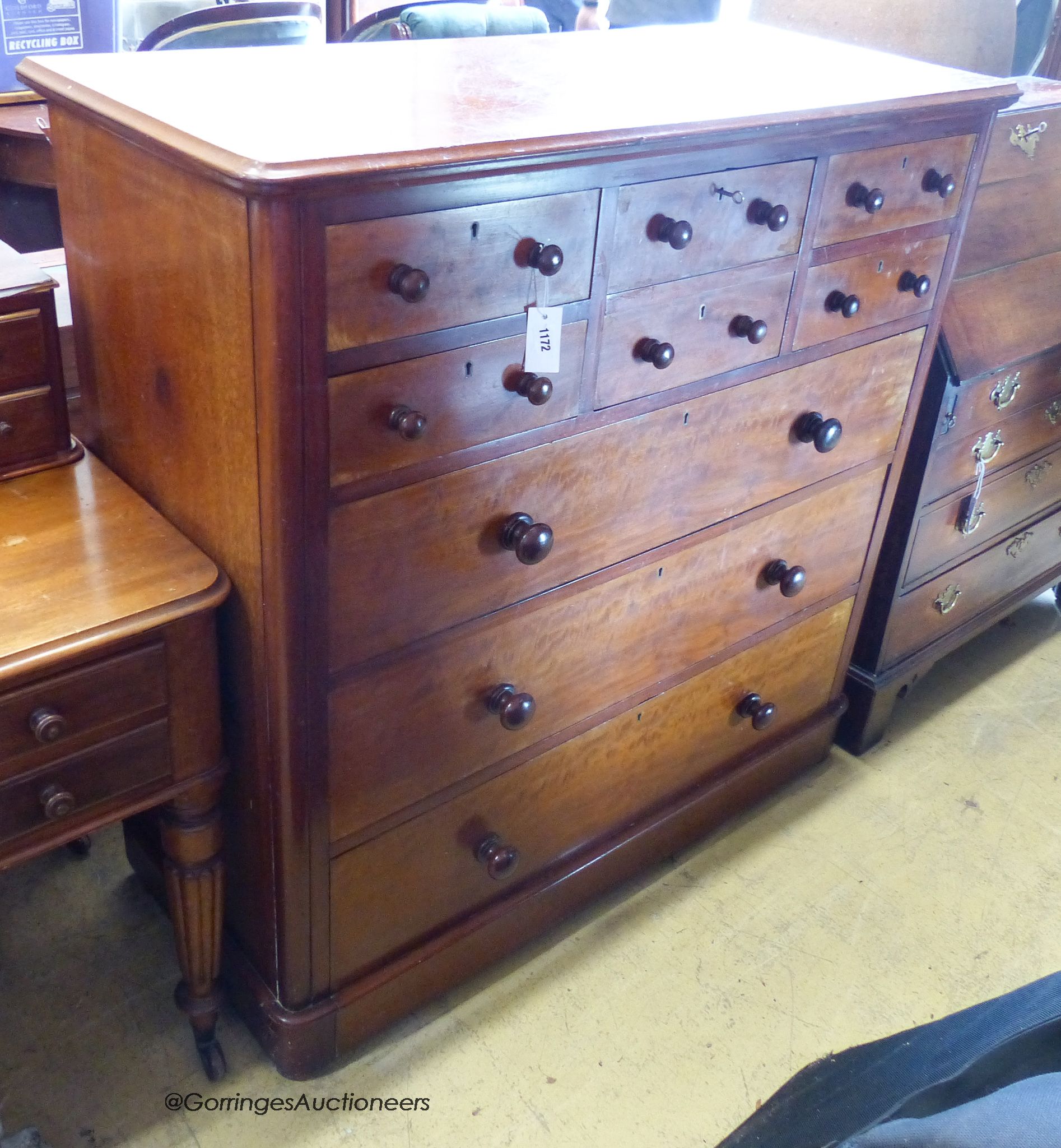 A Victorian mahogany 8 draw chest. W-119, D-51, H-119cm.